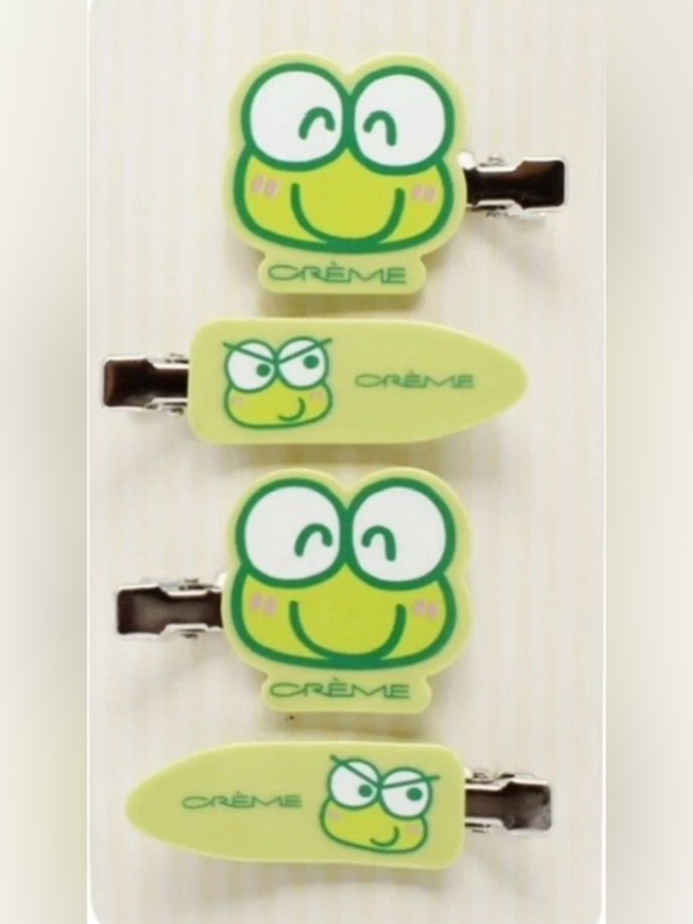 Kids Green Frog Hair Clips - Set of 4